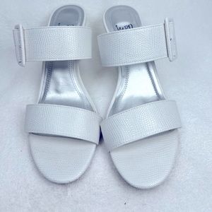 Impo Shoes, white 2 strap 3 inch wedge